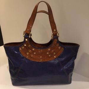 Tory Burch blue bag with gold hardware